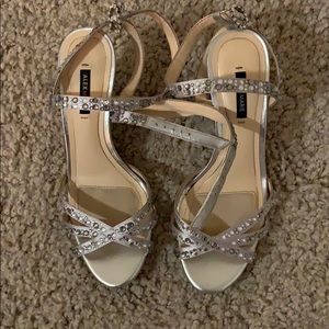 Sparkly silver heels